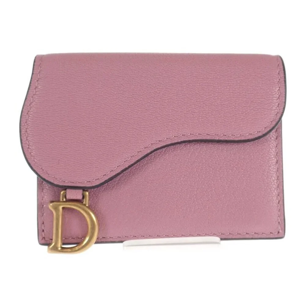Christian Dior Saddle Compact Wallet S5653 Cceh Trifold Wallet Goatskin Lavender